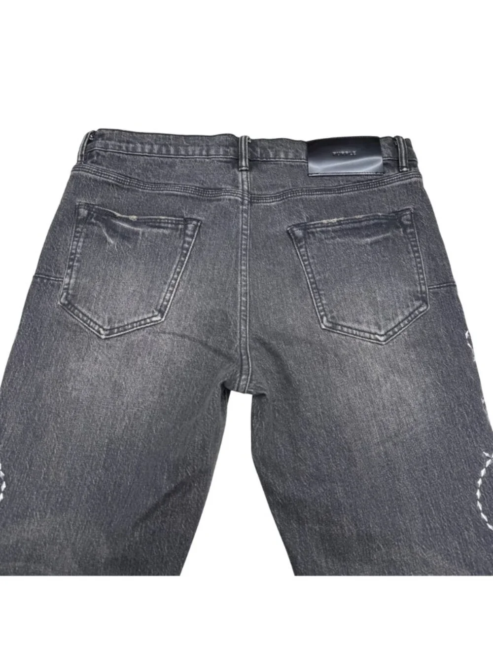 Purple Brand Skinny Twist Hotfix P001 Jeans Men's Black Studded Design, Size 33